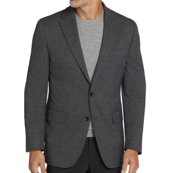 NEW Michael Strahan Classic Fit Charcoal Gray Check Sport Coat 46 Regular 46R - Picture 1 of 4